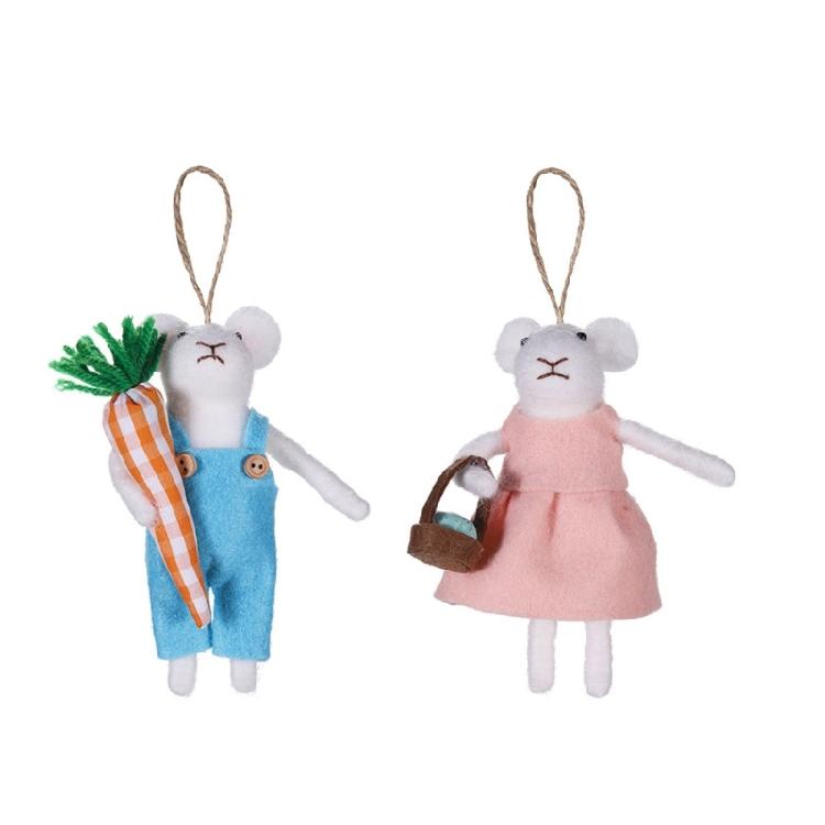 

Set Of 2 Felt Mouse Ornaments Hanging Animal Pendant Handmade Christmas Tree Decorations Tiered Tray Accessories 1