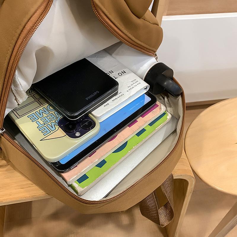 School Bag Cute Cartoon Canvas Bear Backpack Simple Light Versatile Large Capacity