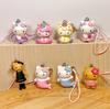 In-Stock Mermaid Phone Chain Decorations Kt Cat Fantasy Series Black Leather Long Leg Pendant Keychain Small Doll Birthday Present