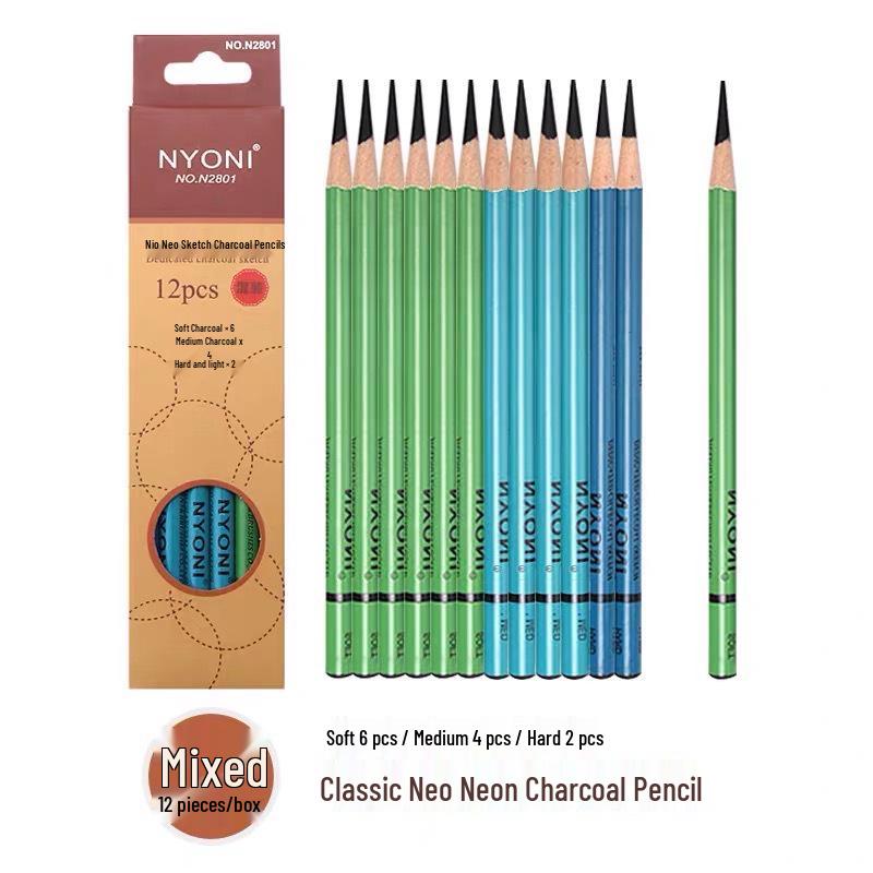 Neoni Soft Charcoal Pencil Set for Art Students - Extra Soft Sketching and Hand-Painted Charcoal Pencils Other