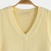 Damen Strickweste V-Ausschnitt Ärmellos Rippenbesatz Einfarbig Weste Tops Herbst Winter Lockere Passform Strickmode