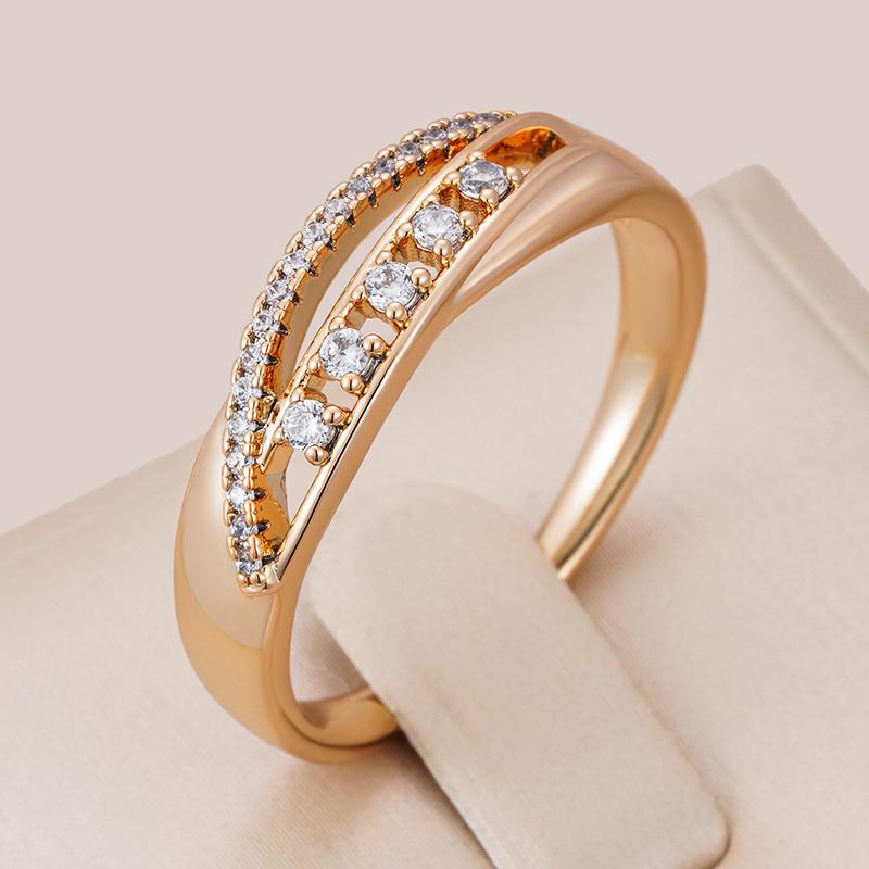 Trendy Rose Gold Color Bride Wedding Rings For Women Luxury Natural Zircon Accessories Party Daily Fine Jewelry