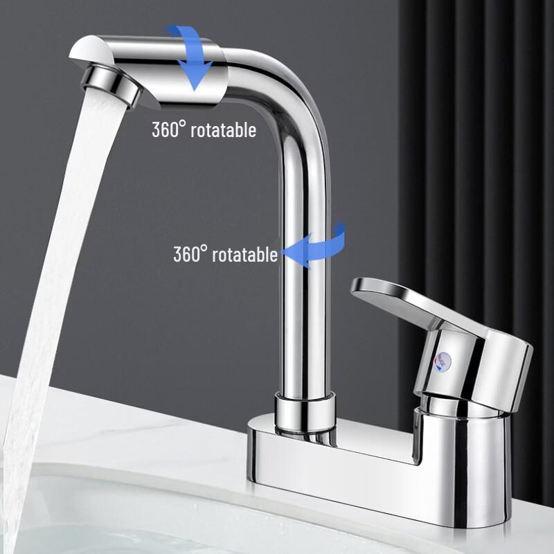 OEING Swivel Stainless Steel Dual-Hole Bathroom Faucet