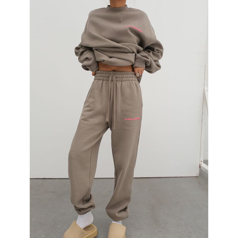 Khaki Green With Fleece Lining Gender-Free Sweatpants Sweatshirt