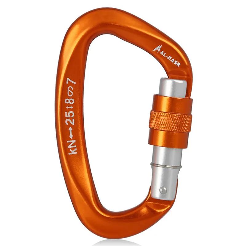 Outdoor 25KN Professional Mountaineering Lock, D-type Screw Lock, Aviation Aluminum Alloy Safety Lock, Climbing Equipment оранжевый