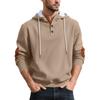 New Mens Fashion Pullover Hooded Long Sleeve Drawstring Button Sweatshirt Streetwear Texture Athletic Hiking Outdoor Jackets