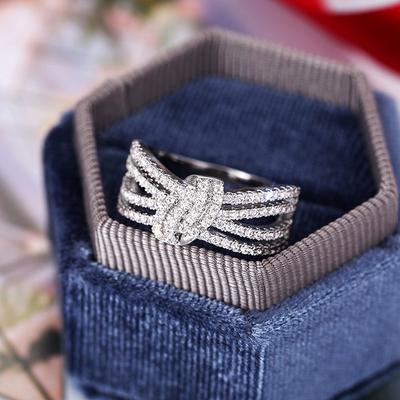 Bagues en Argent Sterling pour Femmes Bling Bling Zircone Cubique Alliance Accessoires Bagues Déclaration de Soirée Bijoux Féminins