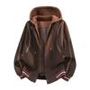 Unisex Oversized Hooded Jacket 2026 Casual Streetwear Lightweight Zip-Up Outerwear In Beige Black Coffee