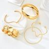 5pcs Irregular Geometric Wave Knot Bangle Set for Women Vintage Boho Gold Color Round Bracelet Trendy Daily Wear Holiday Jewelry