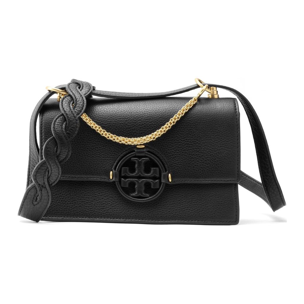 Tory Burch Miller Monochrome Logo Adjustable Shoulder Strap Leather Crossbody Bag Small Women Bags Black 91187-001