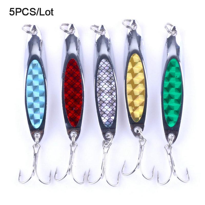 5PCS Metal Spinner Spoon Trout Fishing Lure Hard Bait Sequins Artificial Bait Spinner Fishing Lure