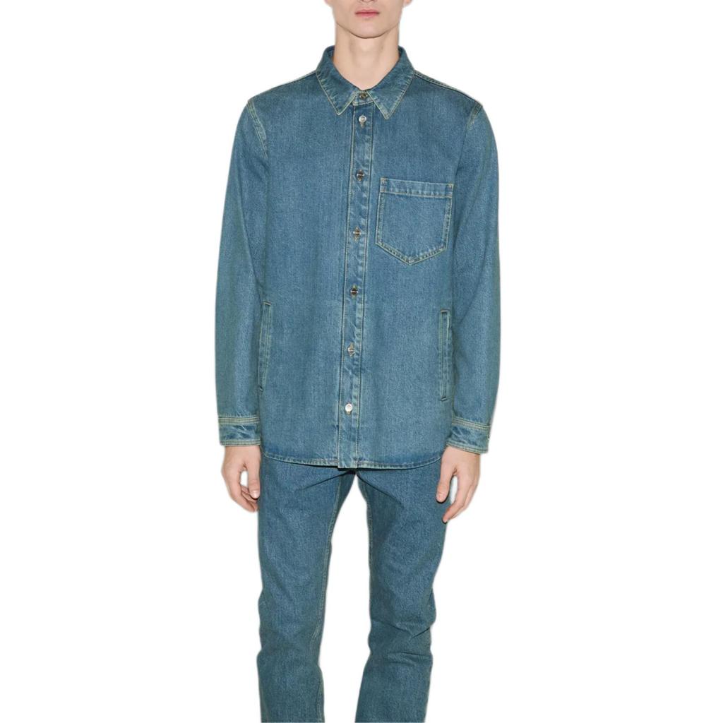 GUCCI Shirts Men's Blue Pointed Collar Moderate Denim 815657-XDC6P-4206