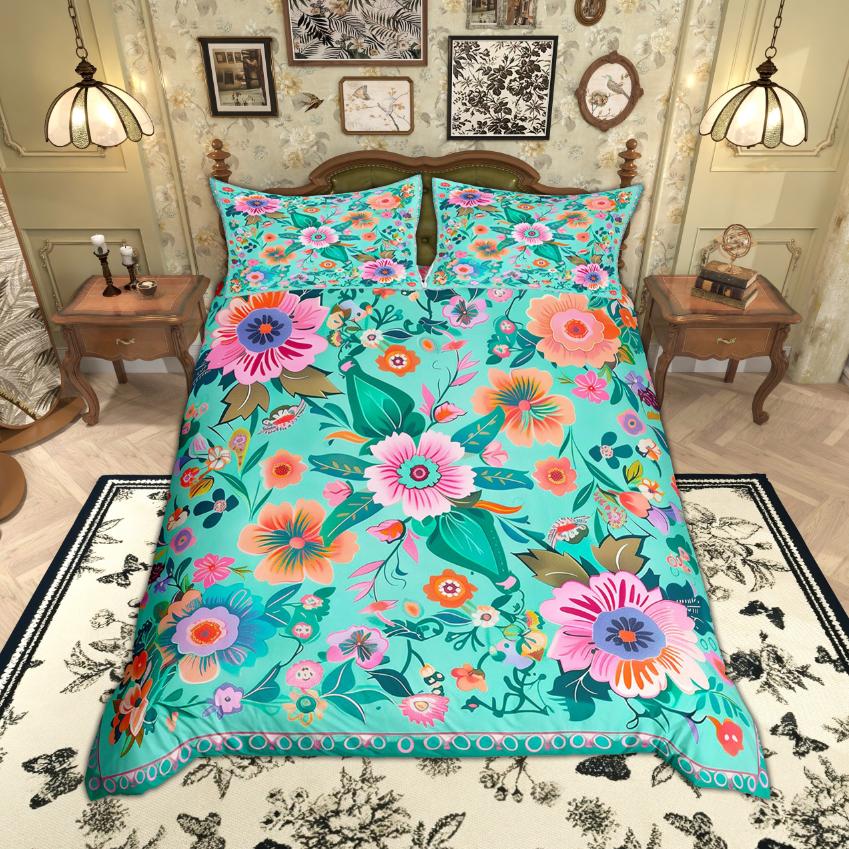 

Comforter Homewish Vintage Daisy Floral For Girls Tropical Flower Bedding Set Colorful Blossoms Set Comforter (quilt)-EU Single(135*200cm)3pcs
