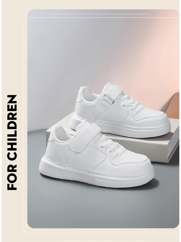 Kids' Spring/Autumn 2026 Leather Waterproof Sports Shoes - Black & White Styles