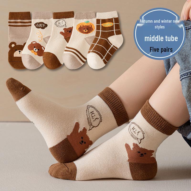 25 Nouvelles Chaussettes en Coton Mi-Mollet Couleur Unie pour Filles Automne/Hiver