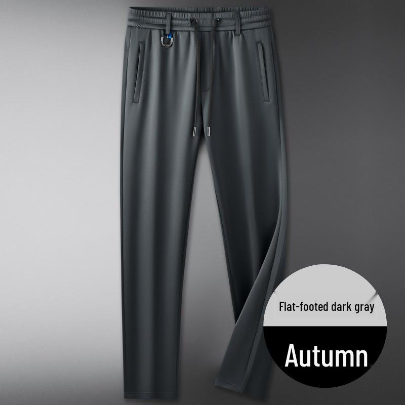 Men's Plus Size Autumn Fleece-Lined Sweatpants - Elastic Waist, Straight Leg Casual Pants