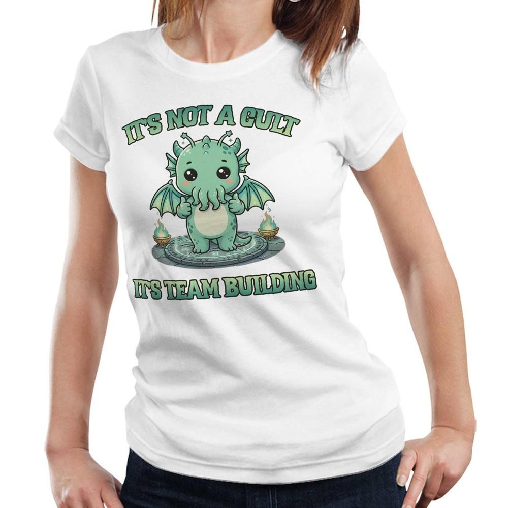 Cute Cthulhu Tshirt Semi Fitted Ladies Funny Lovecraft Cult Team Building Tee 2XL