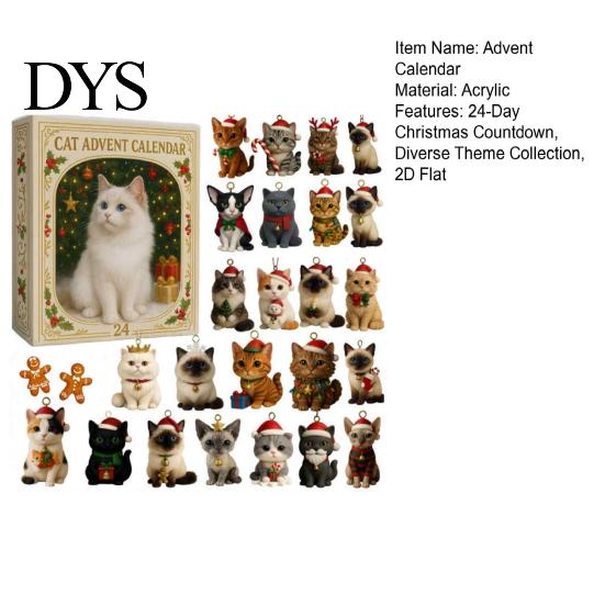 Secret Santa Gifts for Pet Lovers 2026 Christmas Advent Calendar, 24-Day Acrylic 2D Ornament Set with Tree Pendant Animal Figures, Hanging Decor,