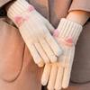 Korean Cat's Ears Cute Knitted Gloves Women Thickened Warm Touch Screen All Finger Gloves Soft Skin Friendly Splice Color Gloves