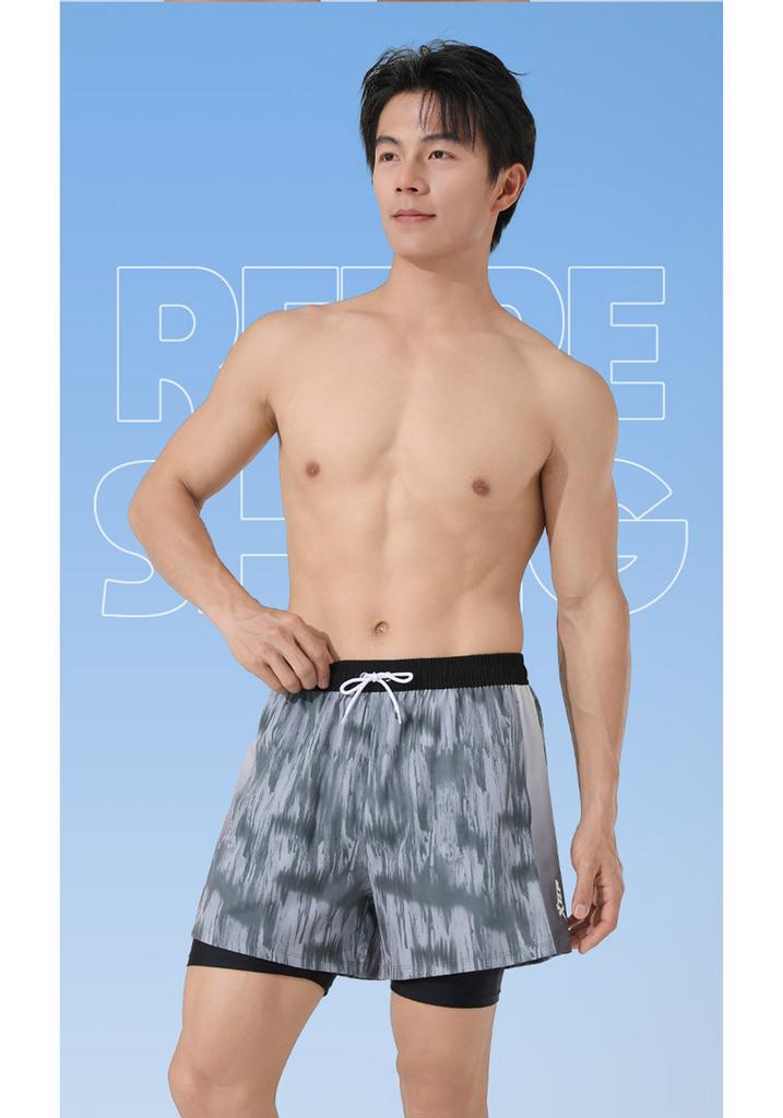 Xtep Men's Flat Corner Fake Two-Piece Swimming Pants