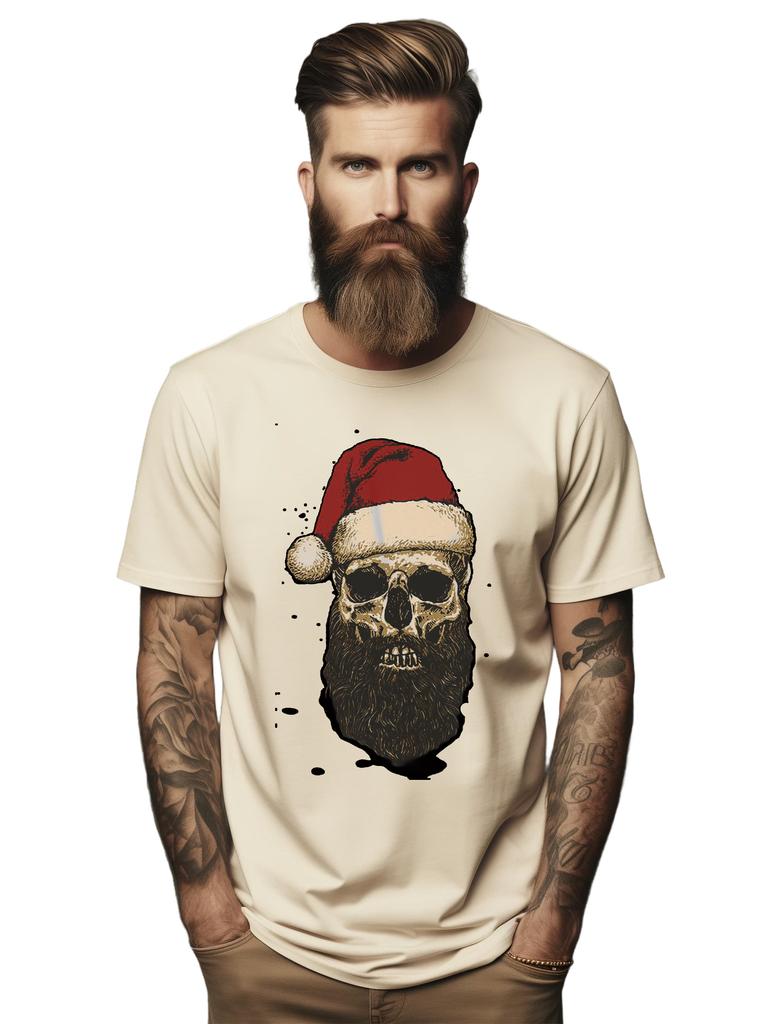 PrintBar Santa Beard Skull t-shirt - Funny and Festive! Unisex Printed Design. E