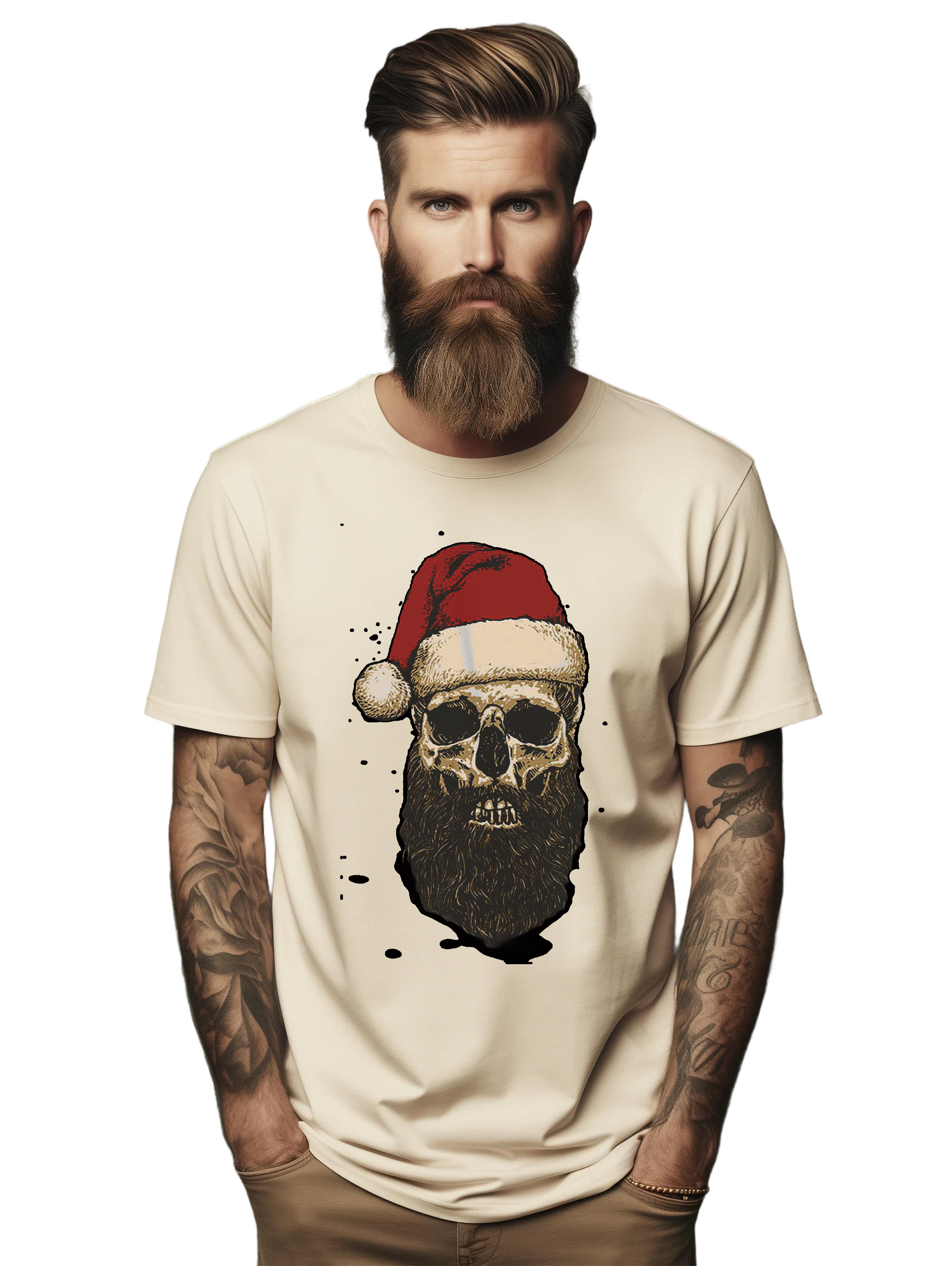 

PrintBar Santa Beard Skull t-shirt - Funny and Festive! Unisex Printed Design. E M