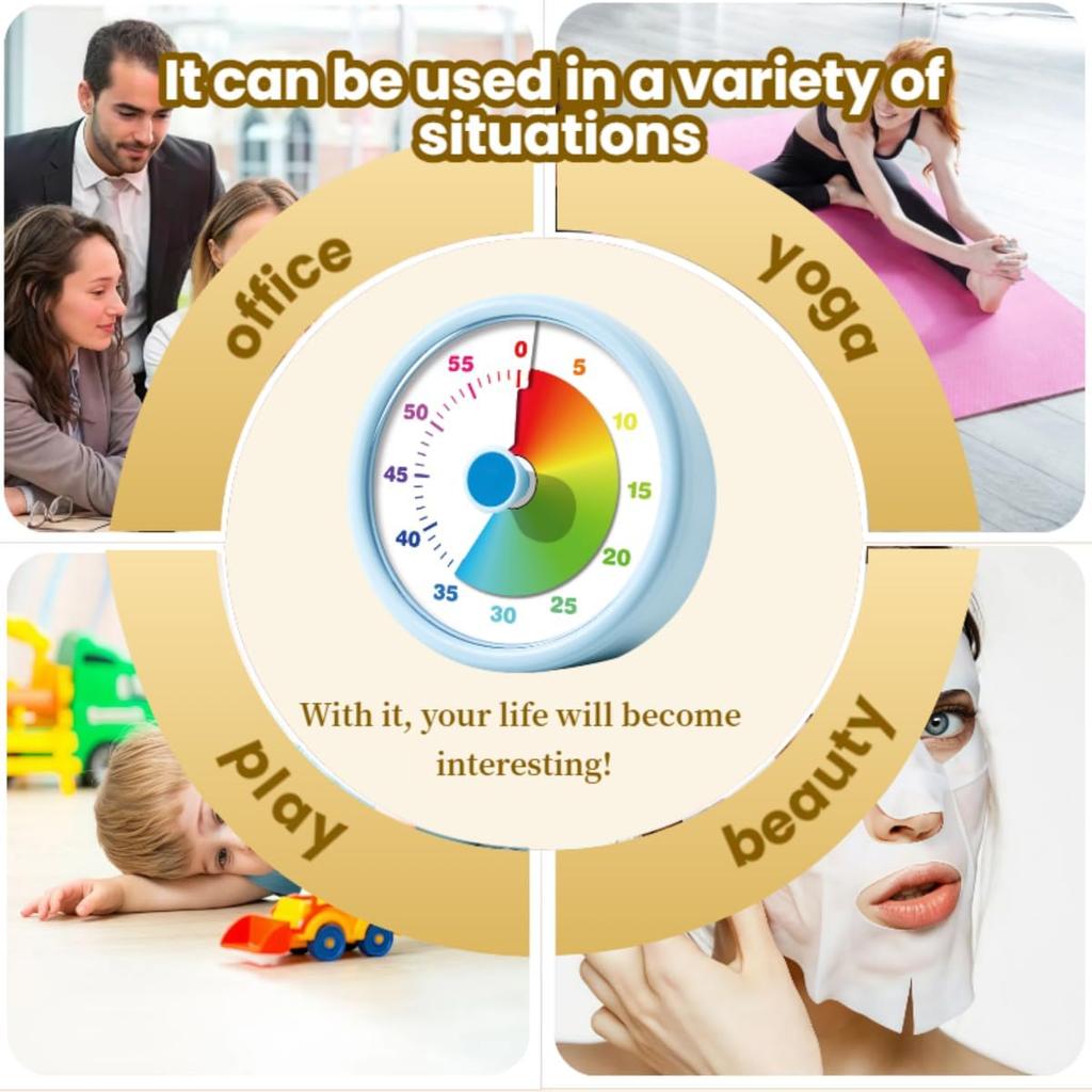 Visual Timer for Kids Adults,60 Minutes Countdown Timer for Classroom, Office, Study, ADHD Tools for Kids Productivity Timer (Blue)