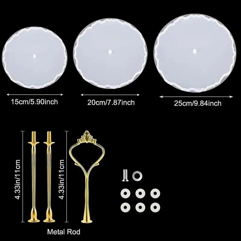 

3-Tier Cupcake Stand Silicone Resin Molds Irregular Epoxy Coaster Large Tray Mold for Home Decoration DIY Resin Casting