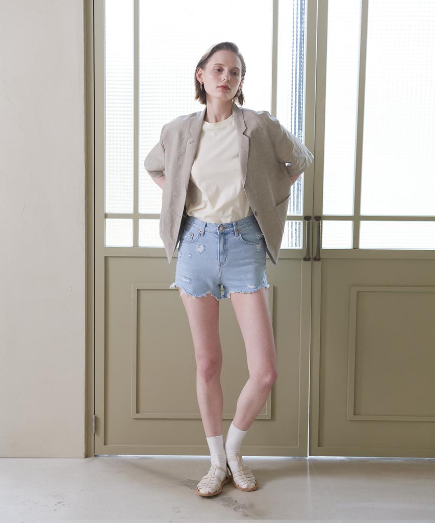 DIEPHOD Ds#3416_Shorts Vintage Réguliers Bleu Clair