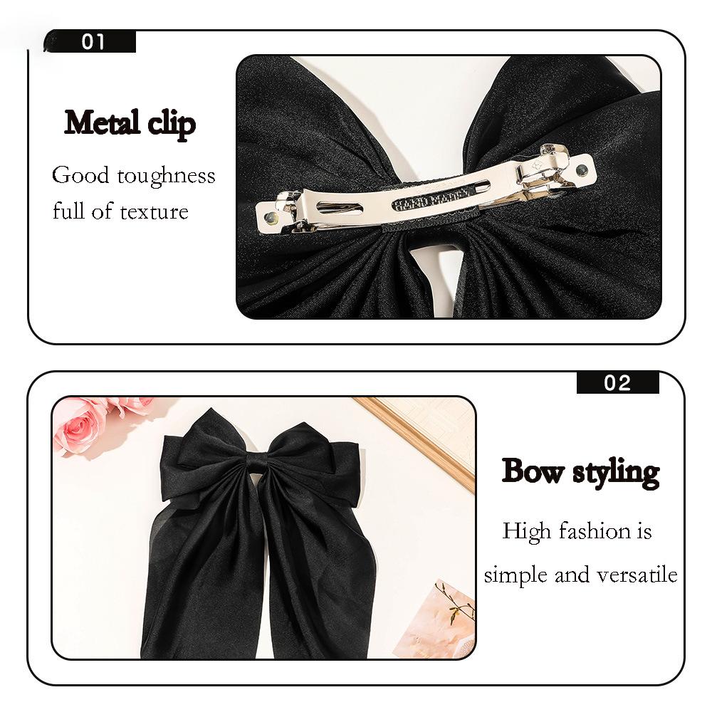 Elegant Bow Barrettes Women Temperament Ponytail Hairpin Hair Clip Girls Black Red Big Ribbon Hair Clip Fashion Hair Accessories
