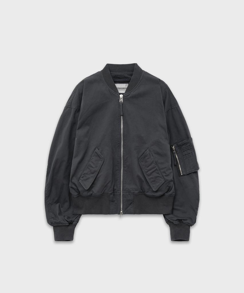 Intempomood Washed Canvas Flight Jacket_Smoke Charcoal