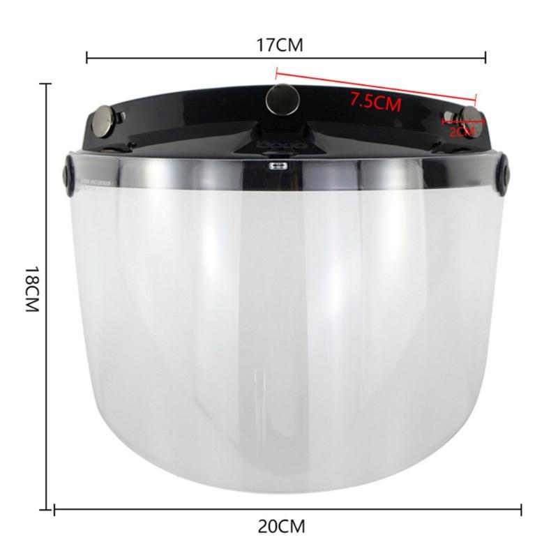 Motorcycle Enthusiasts Helmet Visor Shield PC Lens 3-Snap Design Open Face Visor