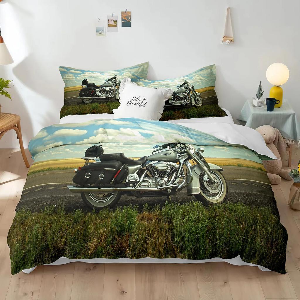 Dirt Bike Duvet Cover Racing Motocross For Teen Adult Motorcycle Rider Extreme Sports Theme For Bedroom Decorations Queen King