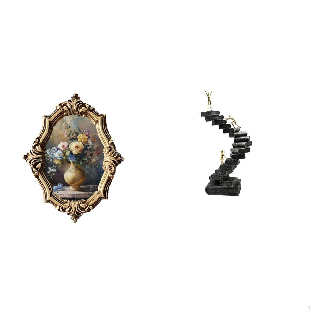 Vintage Resin Photo Frame and Abstract Thinker Statue Art Crafts Collection for Office Bedroom