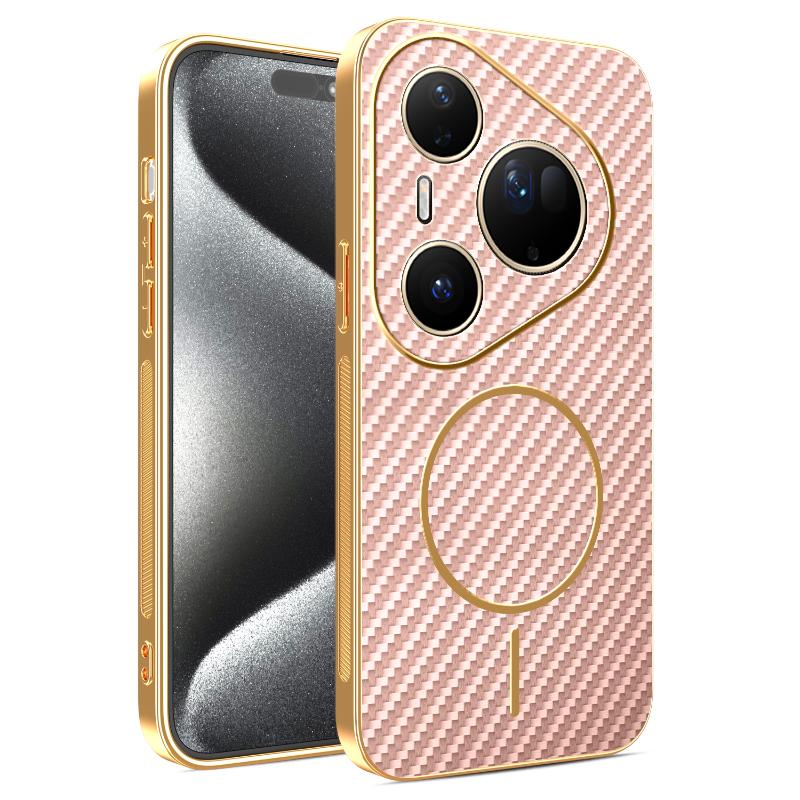 

Case For Huawei Pura 80/70 Ultra New Electroplating Kevlar Magnetic Frosted Cover For Huawei Pura80 Pro Plus Shockproof Funda Huawei Pura 70 розовый