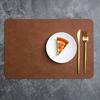 Bowl Holder Mat Faux Leather Placemat Waterproof Heat-Resistant Non-slip Heat Insulation Dishwasher Coffee Stain Prevention Safe Rectangle Dining