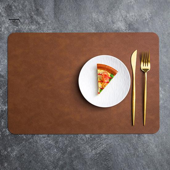 Bowl Holder Mat Faux Leather Placemat Waterproof Heat-Resistant Non-slip Heat Insulation Dishwasher Coffee Stain Prevention Safe Rectangle Dining