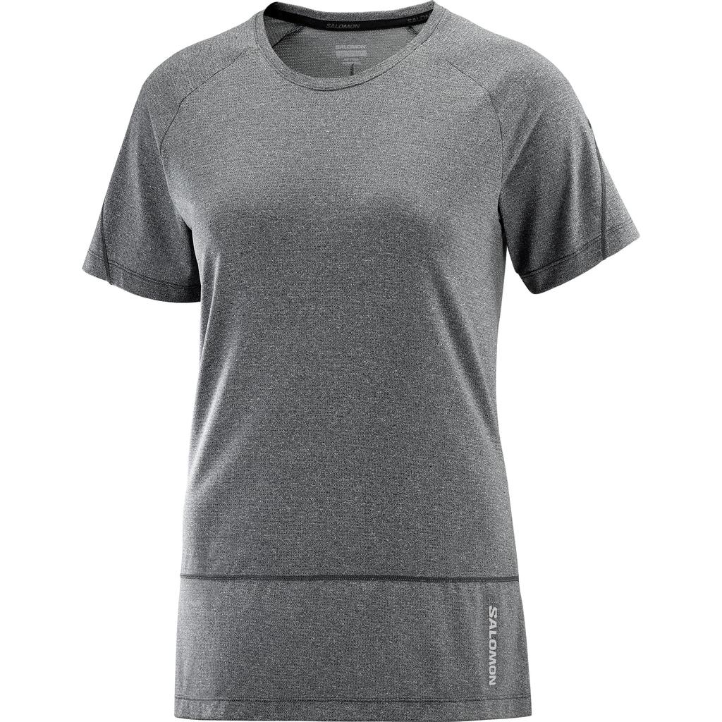 Salomon CROSS RUN SHORTSLEEVE Size Deep LC2046500 Women's TEE, XS, Black/Heather,