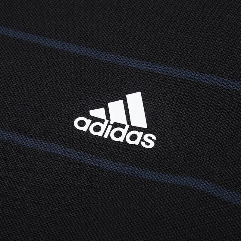 adidas Embroidered Striped Half-Button Polo Shirt Men Tops Black IA8163
