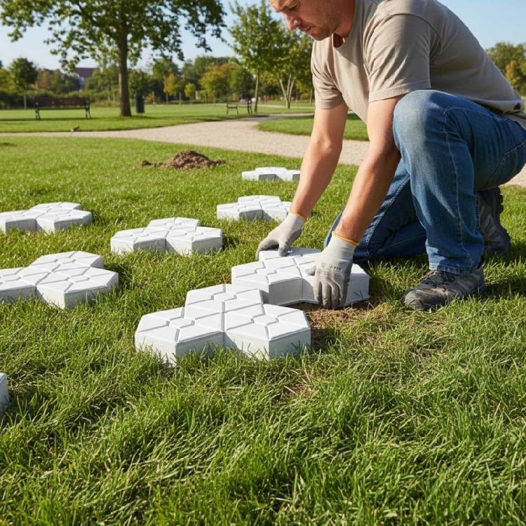 Plastic Garden Yard Paving Molds Brick Mould Reusable Cement Brick Stone Road Concrete Maple Leaves Pathway Pavement Molds