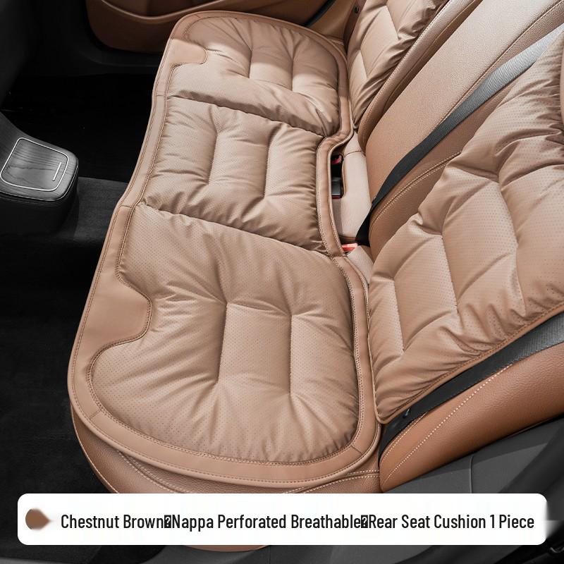 Luxury Nappa Leather Non-Slip Car Seat Cushions for Five-Seater - Thickened Design for Front and Rear Seats
