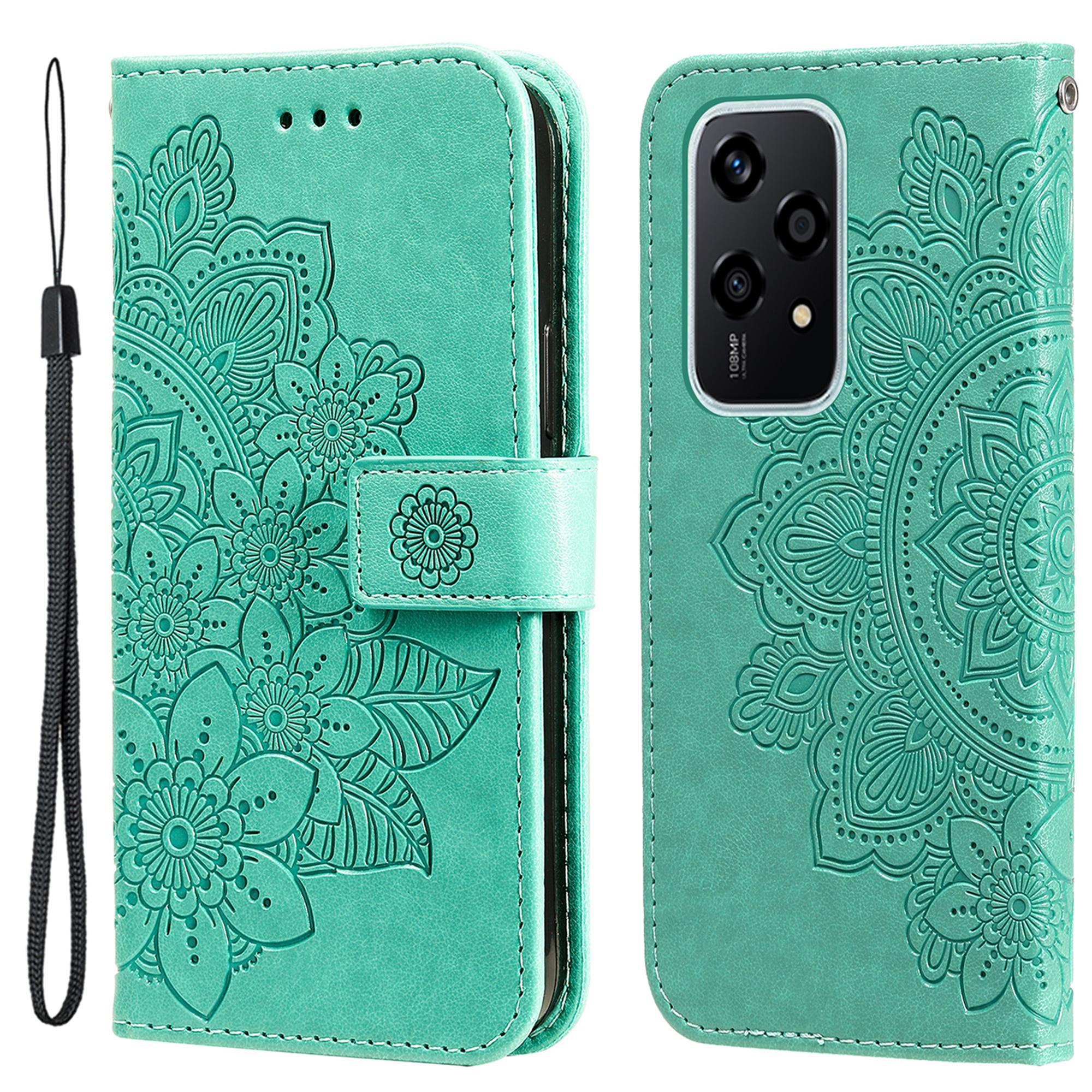 

Чехол для Honor 200 Lite с цветочным узором, кошелек-подставка из ПУ кожи, чехол для телефона Green