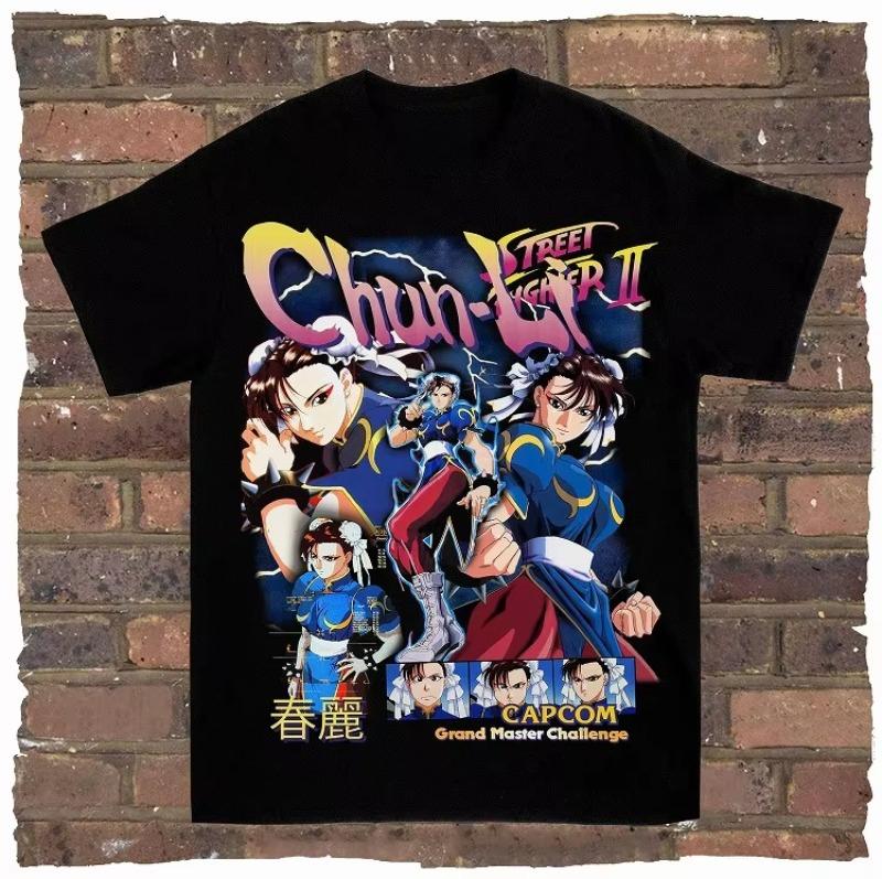 Game Spring Street Fighter Rock and Rap Loose High Street Highquality Mens Tshirts Womens Tshirts Couple Styles