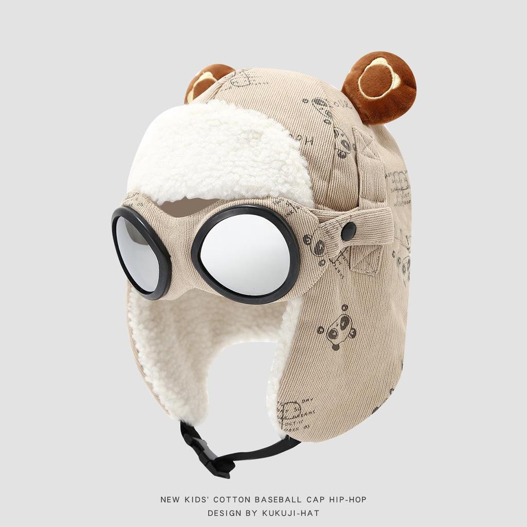 Children's Fleece-Lined Pilot Hat: Warm, Windproof Ear Protection for Boys and Girls - Perfect for Autumn and Winter