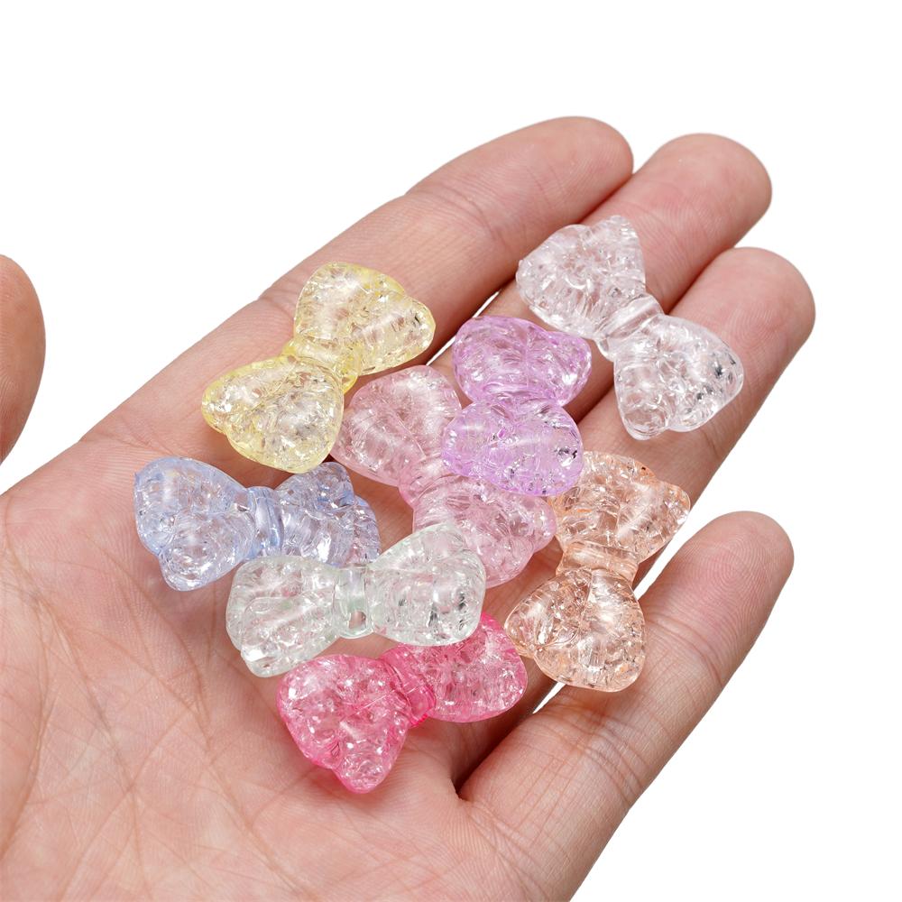 10pcs/lot 16mm Cracked Bowknot Acrylic Beads Transperant Loose Spacer Beads For Bracelet Charm DIY Jewelry Making  Findings
