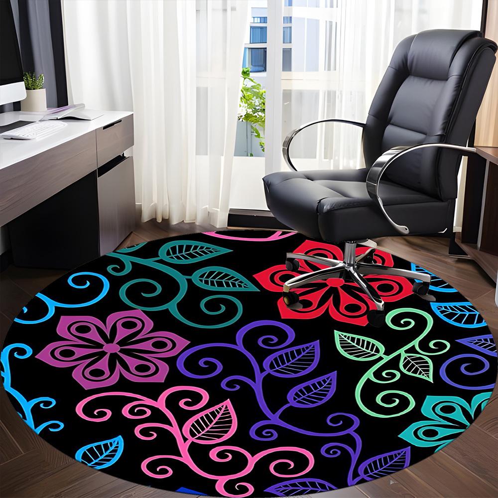 1PC Floral Pattern Chair Carpet for Office, Indoor Non-Slip Washable Carpet, Soft Comfortable Mat For Office Room yy250930241