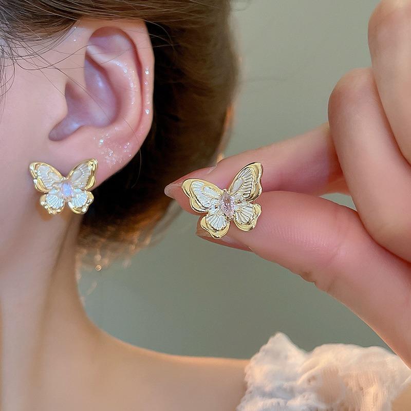 Silver Needle Zircon Flower Pearl Stud Earrings Exquisite Light Luxury High-end Earrings Niche White Versatile Earrings