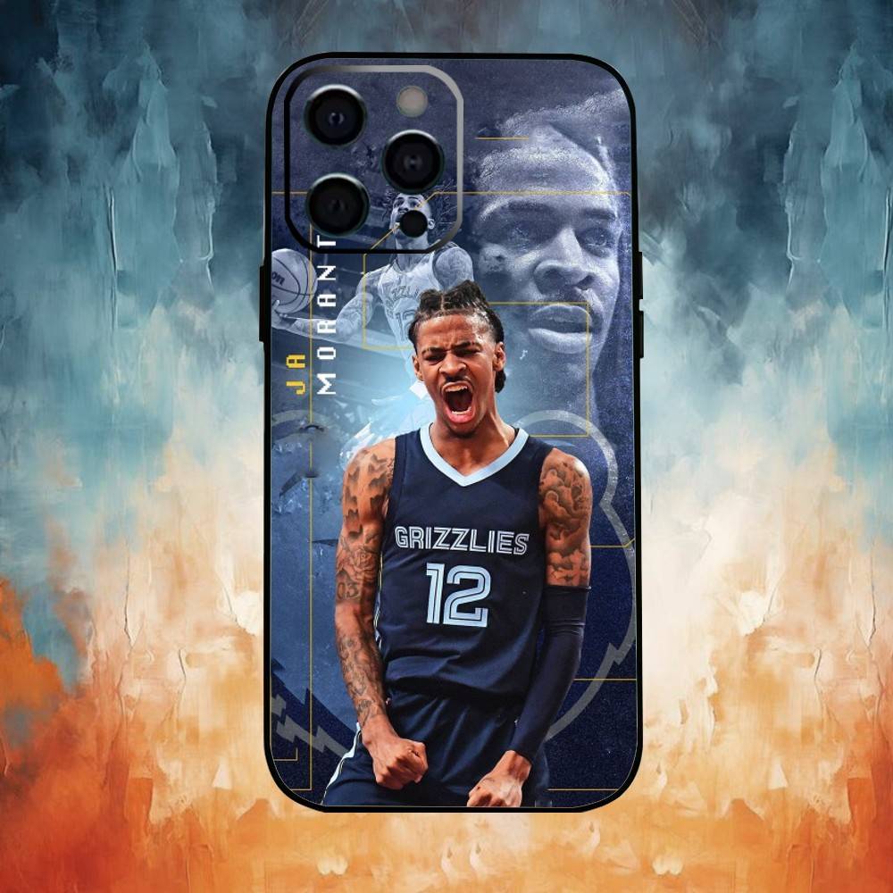 Custodia per Telefono Basketball J-Ja Morant 12 Per iPhone17,16,15,14,13,12,11 Plus,Pro Max Copertura Morbida Nera