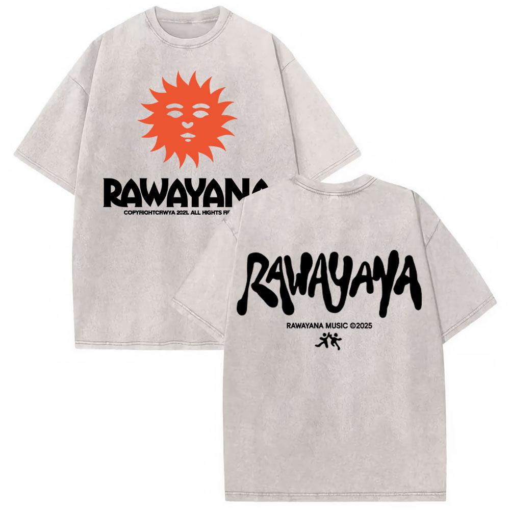 Rawayana Donde Es El After Album Vintage Washed Tshirt Mens Clothing Fashion Gothic Tshirts High Quality Casual Loose T Shirt