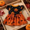 Comfortable Halloween Pet Dress Color-blocking Pet Party Wear Fashion Dog Shiny Dress  Halloween